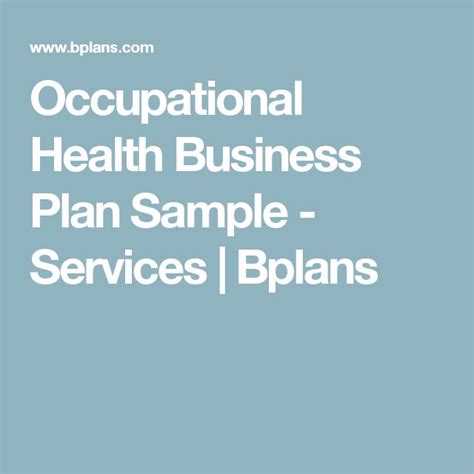 Occupational Health Business Plan